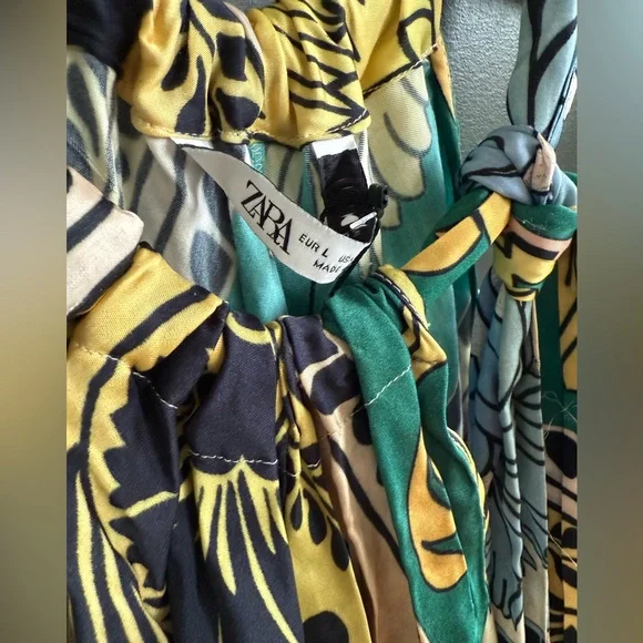 ZARA NWT Multicolor Halter Maxi Dress • L - Picture 8 of 11